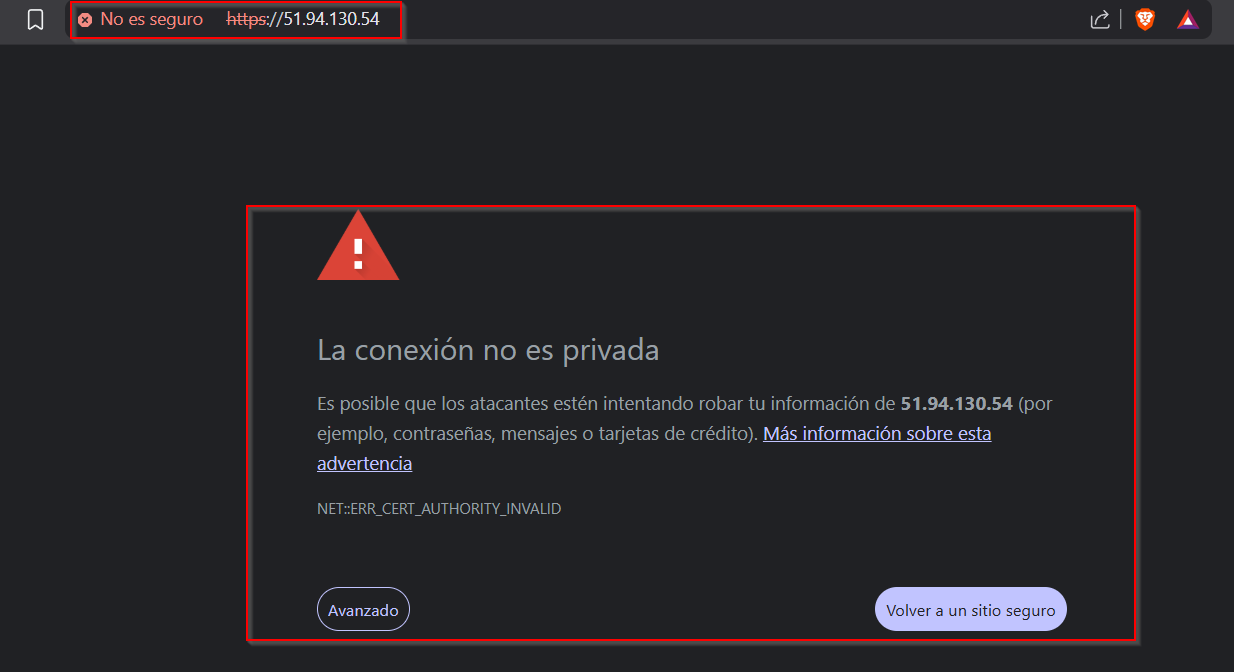 Error certificado autofirmado